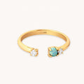 LOZRUNVE 925 Sterling Silver Fine Jewelry 18k Gold Plated Opal Open Ring