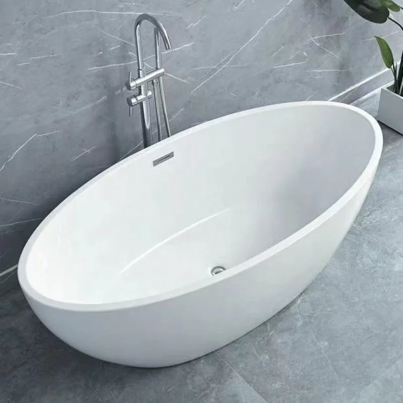 New Hot Sale Acrylic Freestanding Bathtub Modern Design White Portable Eco-Friendly Soaking Whirlpool Tub with Drainer