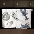 Set of 2 Linen Kitchen Towels with Sealife Printed Dish Towel Custom Handmade Square Plain GOTS Recycled 45cm X 63cm or Custom