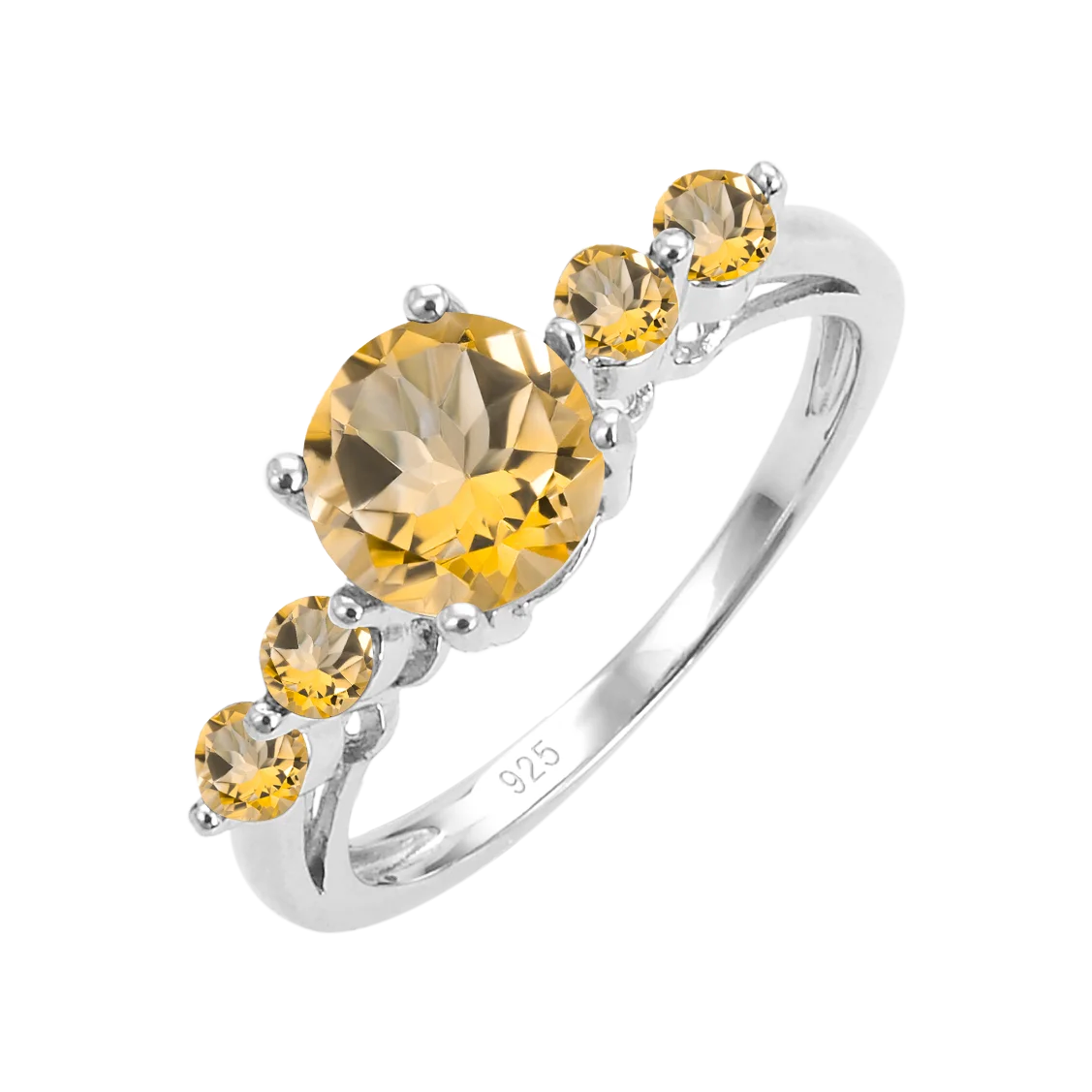 Abiding Jewelry Hot Sale Fasion Jewellery Rings Solid 925 Silver Rings Natural Citrine Rings