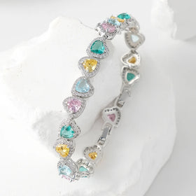 Silver Plated Tennis Bracelet Bulk Cubic Zirconia Valentine's Day Chain for Women Wedding Bridal Party Accessories