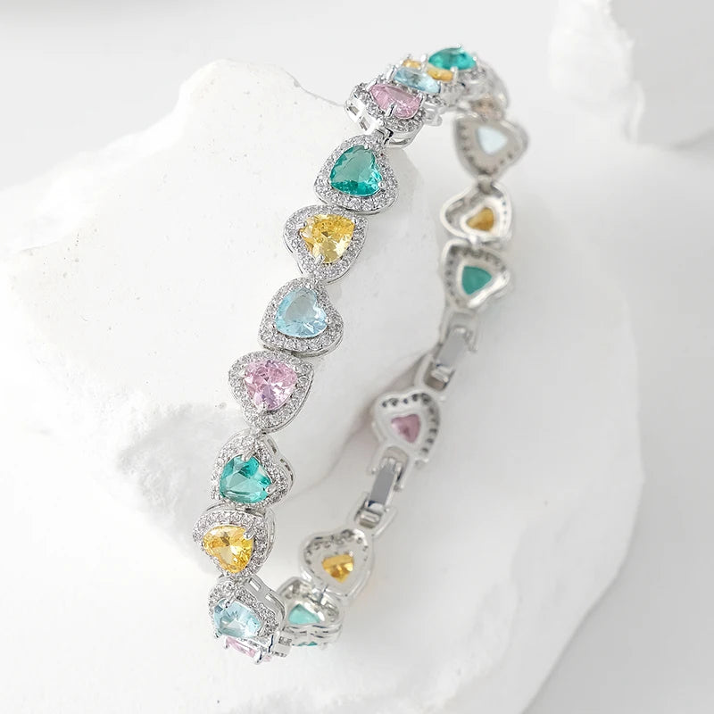 Silver Plated Tennis Bracelet Bulk Cubic Zirconia Valentine's Day Chain for Women Wedding Bridal Party Accessories