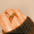 Anillo Para Mujeres 18K Plain Gold Layered Cross Knot Chunky Rings Stainless Steel Trendy Simple Gold Plated Jewelry