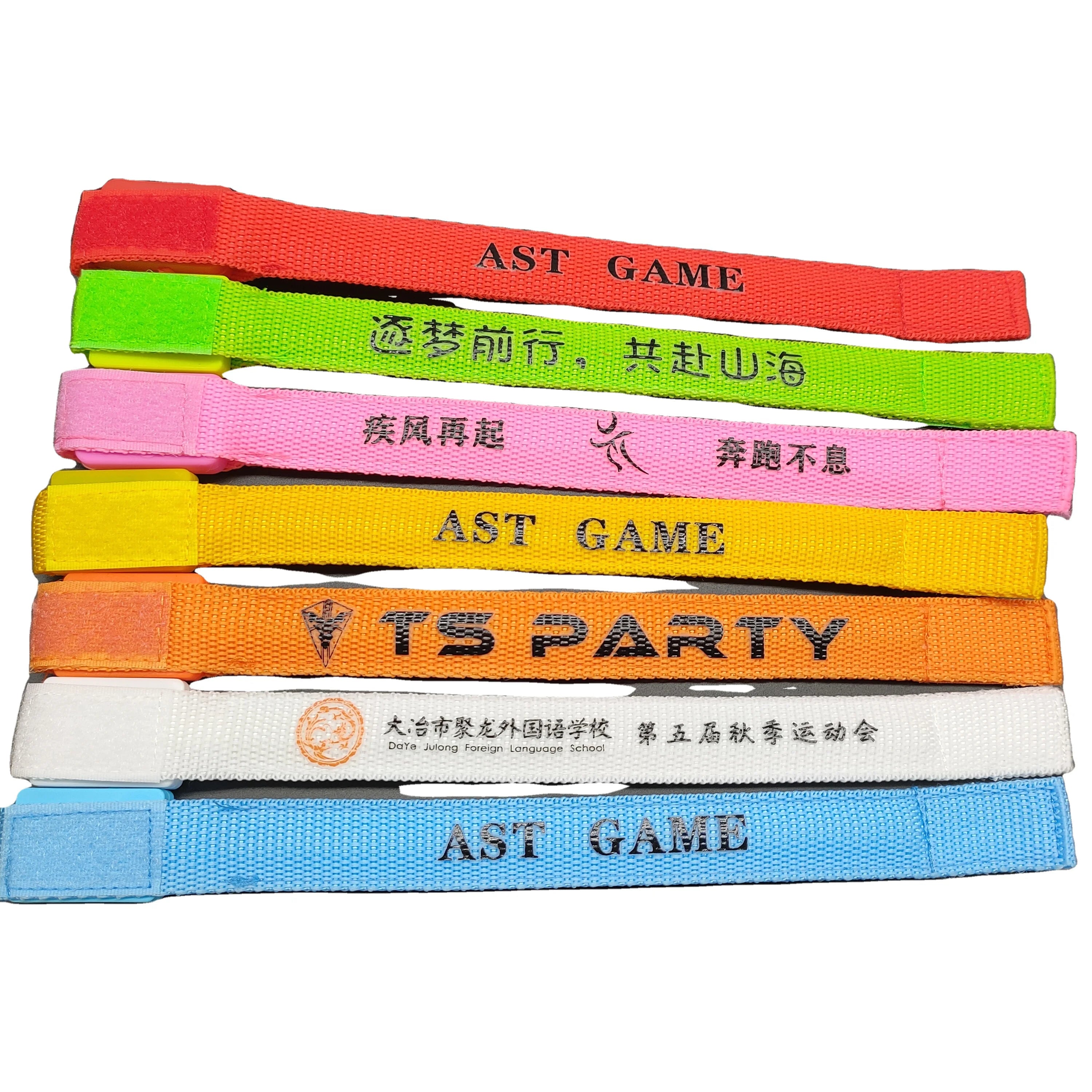 Glow in Dark Armband Custom Silk Screen  & Offset Printing Nylon LED Wristband for Night Running Sports & Events