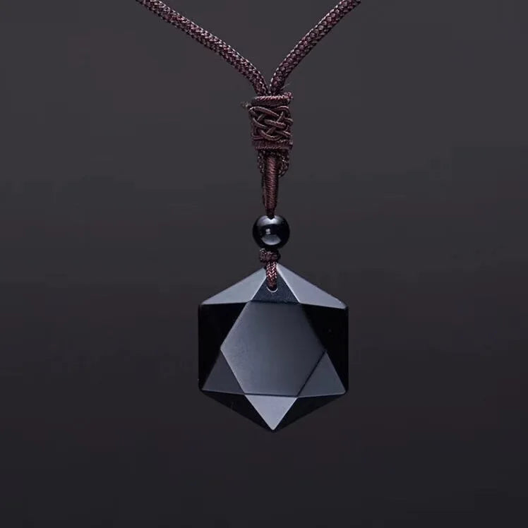 Collana Uomo Black Obsidian Pendant Necklace Obsidian Star Pendant Lucky Love Crystal Jewelry Obsidian Stone Necklace