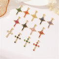 Wholesale Jewelry Diy Accessories Brass Gold Plated Cross Pendants Colored Zirconia Cross Charms for Jewelry Making Charms