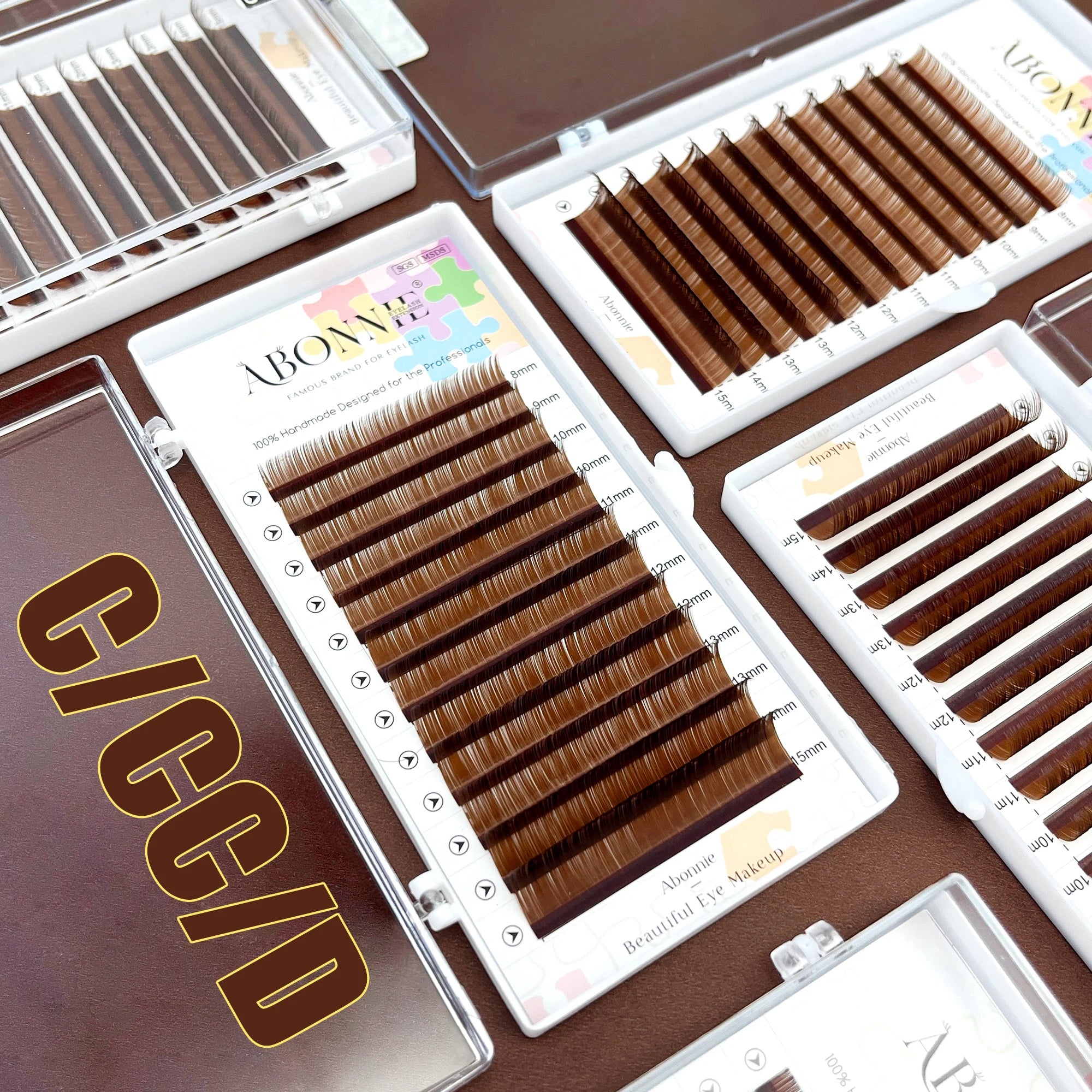 Abonnie Lash Trays Wholesale Cashmere Silk Eyelash Extensions Dark Brown Lash Extensions