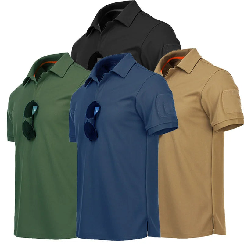 Men's Quick Dry Summer for Polo Shirt Short Sleeve Turn-Down Plain Drill Tee Printed Blank Design Clothes