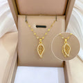 Stainless Steel Fashion Leaf Shape Gold Color Pendant Necklace for Women Link Chain Shinny Crystal Wedding Banquet Jewelry Gift