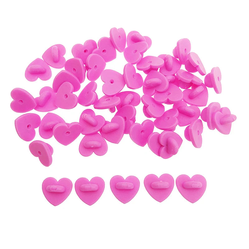 Wholesale Rubber Pin Backs Heart Shaped Pin Keepers Locking Clasp Brooch Rubber Clutch Badge