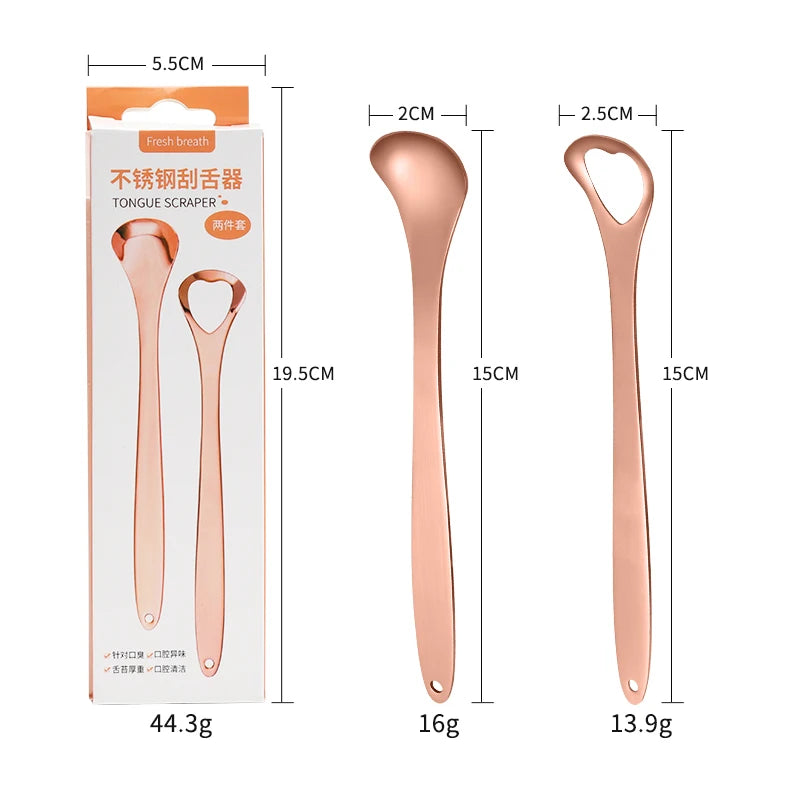 New Arrival Oral Hygiene Tongue Cleaning Rose Gold 304 Stainless Steel Portable Modern Tongue Scraper with Case