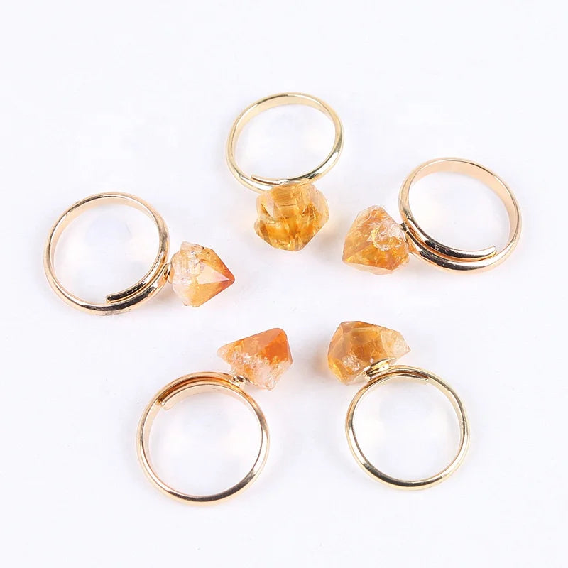 Fashion Jewelry for Women Handmade Open Ring Adjustable Natural Citrine Ring