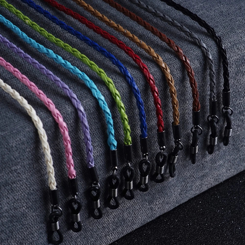 Hot Sale Multicolor Sunglasses Hanging Chain Reading Glasses Hanging Rope Braided PU Leather Glasses Twisted Rope
