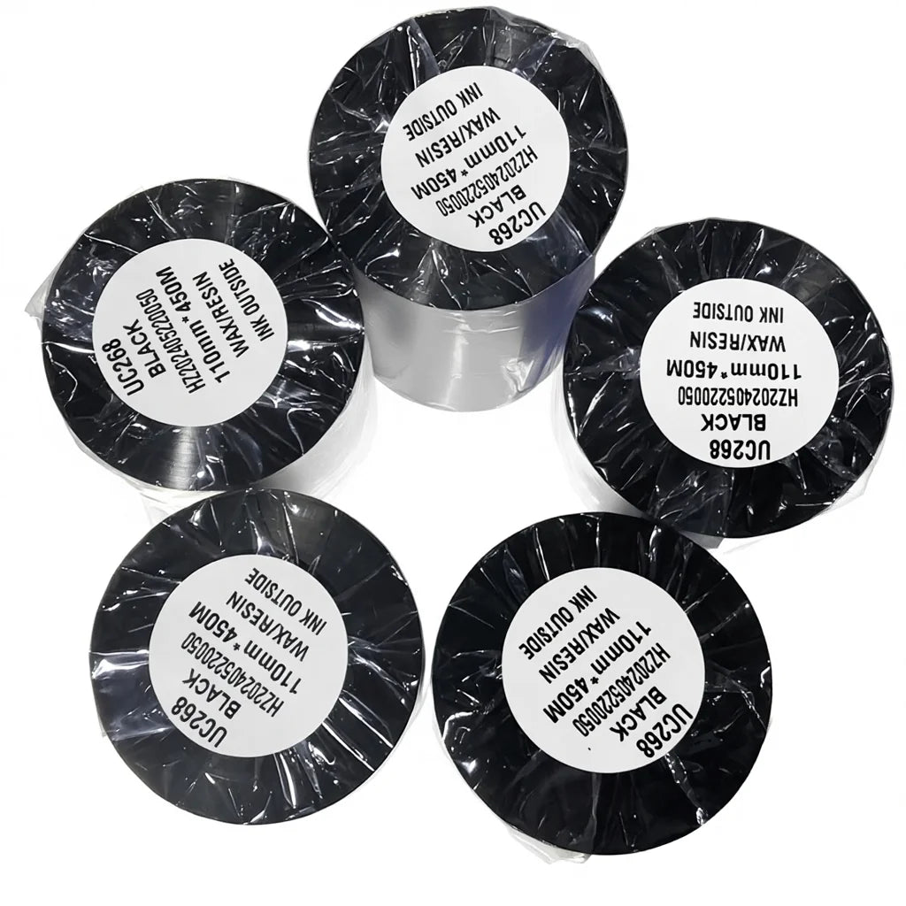 Thermal Transfer Ribbon 4.33" X 984' (110mmx300m) Resin Enhanced Wax 1/2 Inch Core Barcode Ribbon Ink Out for Label