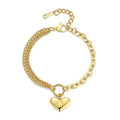 Classic Gold Plated Stainless Steel Heart Chain Bracelet Eco-Friendly Wedding or Party Gift for Men and Women
