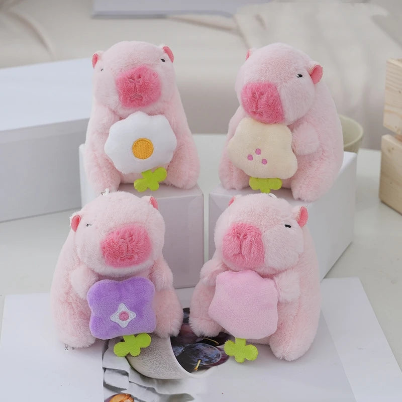 Kawaii Pink Capybara Plush Keychain Stuffed Animals Toys Cute Capybara Doll Plushie Keychains Capybara Toy Bag Backpack Pendant