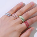 3pcs Ring Set 2022 Summer Jewelry Women Gemstone Beaded Real Gold Plated Zircon Rings Sets Enamel Ring Set