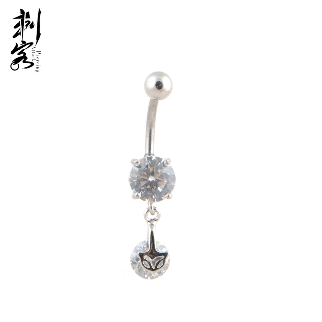 Brass for Flower Heart Dragon Design Belly Button Rings Prong Set Zircon Body Piercing Jewelry