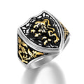 Wholesale Men's Jewelry Personlized Shield Lion Ring Stainless Steel Silver Ring for Man