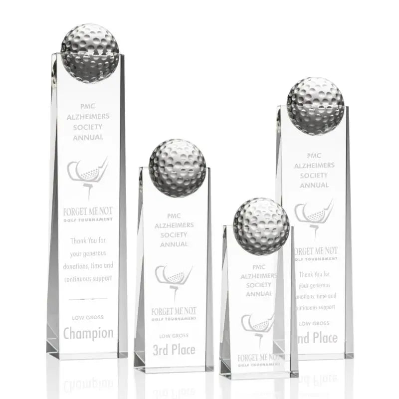 Custom Business Gift Glass Golf Trophy Wholesale Crystal Glass Trophy Globe Excellence Award for Sports Tradeshow Giveaways