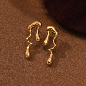 Fashion Pvd Real 18k Gold Plated Luxury Stud Earrings Waterproof Water Drop Design WOmen Stainless Steel Earrings Wholesale