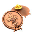 High-quality Antique Bronze Scout Badge Iris (flower) with Rope Edge Made of Zinc Alloy with a butterfly Clasp on the Back