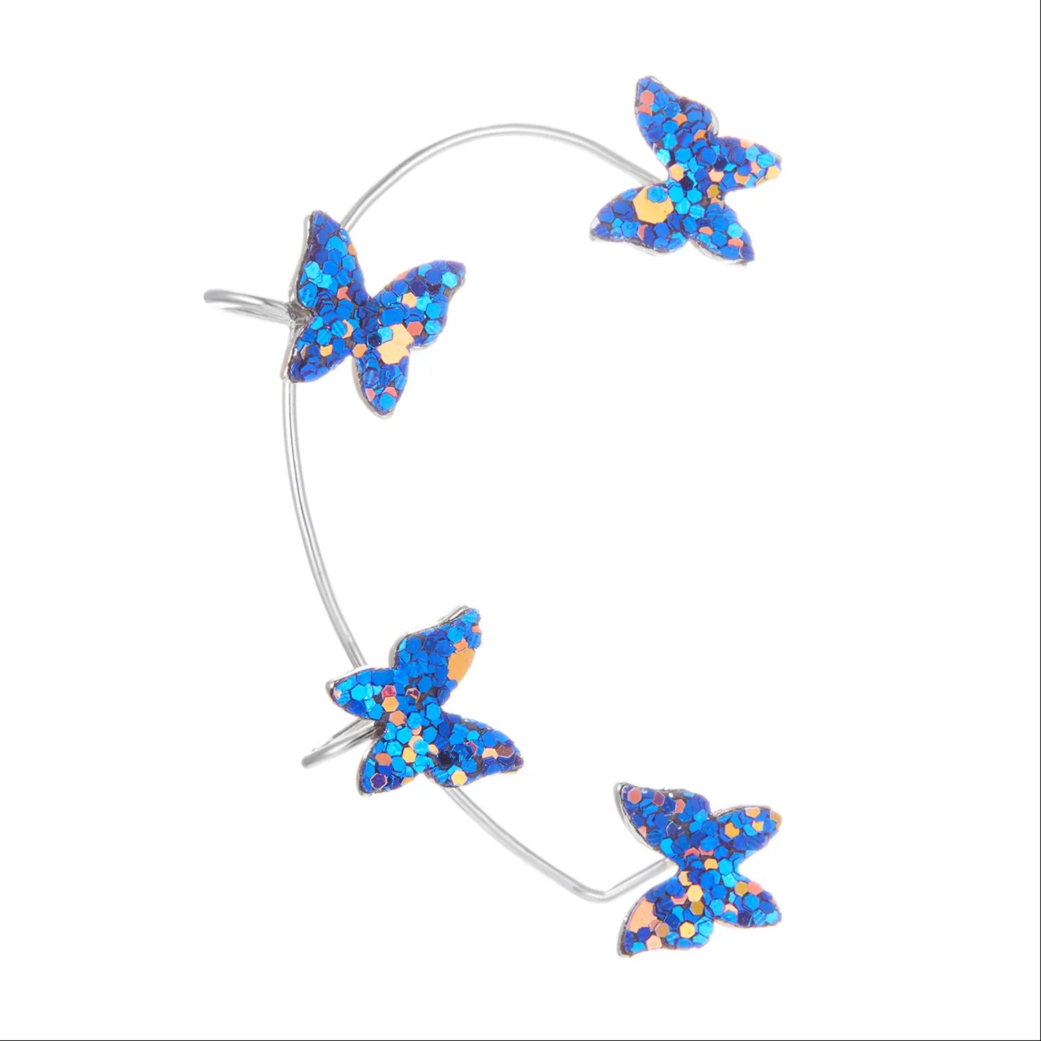Butterfly Ear Clip Ear Hook Integrated Earrings Personality European and American Style Sequin Non-Pierced Earrings Ear Hook