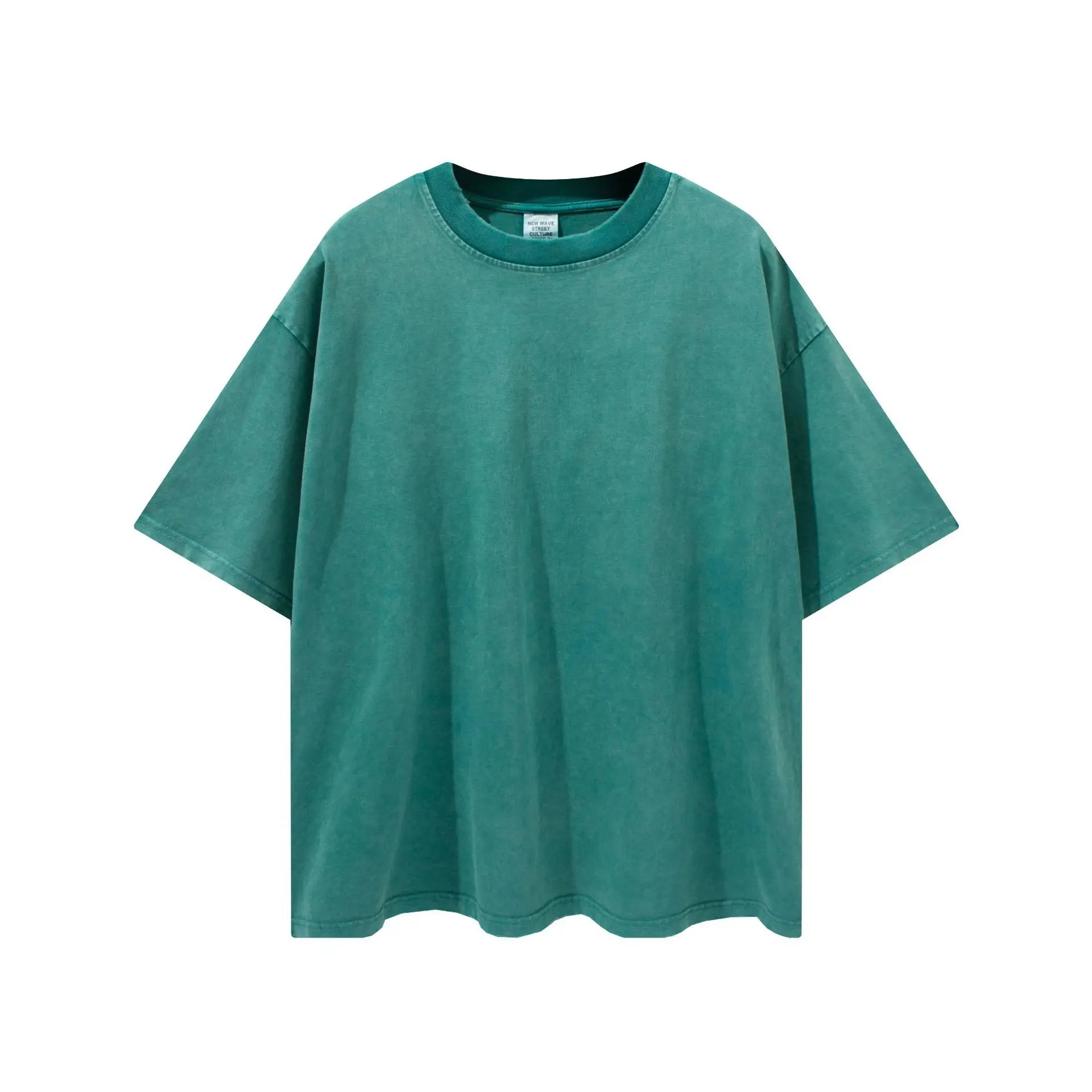 Yali OEM Summer Custom Embroidered T-shirt Washed Acid Vintage Blank Cotton Oversize Tshirt logo