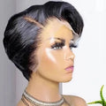Wholesale 13x4 Transparent Lace Front Brazilian Human Hair Wig Pre Plucked Hairline 8 Inch Pixie Cut Wig for Black Women