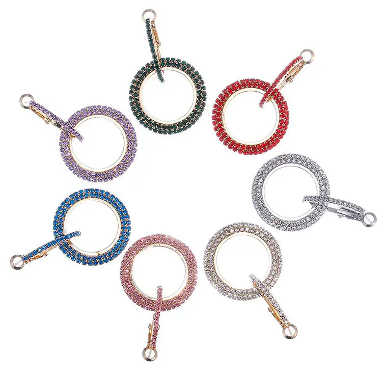 Fashion Jewelry Women Diamond Earrings Shiny Drop Double Ring Rhinestone Gold Earrings