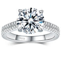 925 Sterling Silver Ring Jewelry Woman Round Cut Moissanite Rings Trendy Silver Plated Engagement Rings