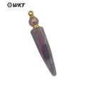 WT-P1644 Unique Fashion Stainless Steel Long Bullet Stone Perfume Bottle As Pendant for Necklace Women Amethyst Pendants