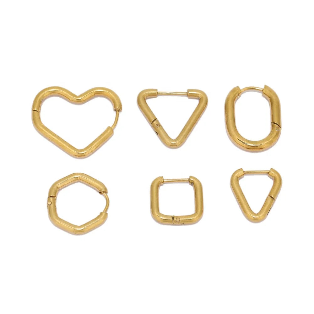 Wholesale Fashion Jewelry Stainless Steel Heart Hoop Earrings Triangle Women Crafts Diy Handcrafts Accessories