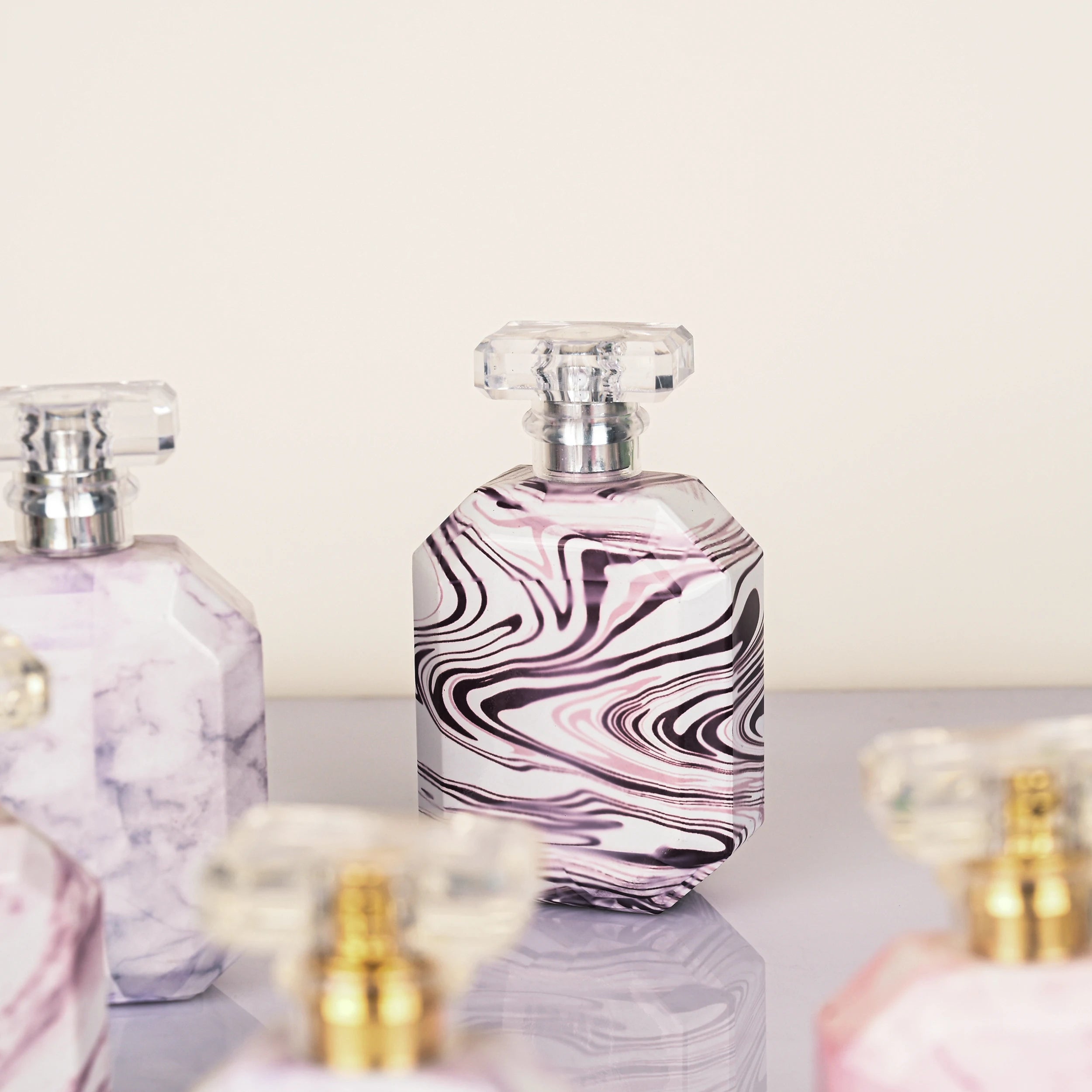 New Arrival Water Transfer Marble Pattern 30ml 50ml 100ml Glass Perfume Bottle