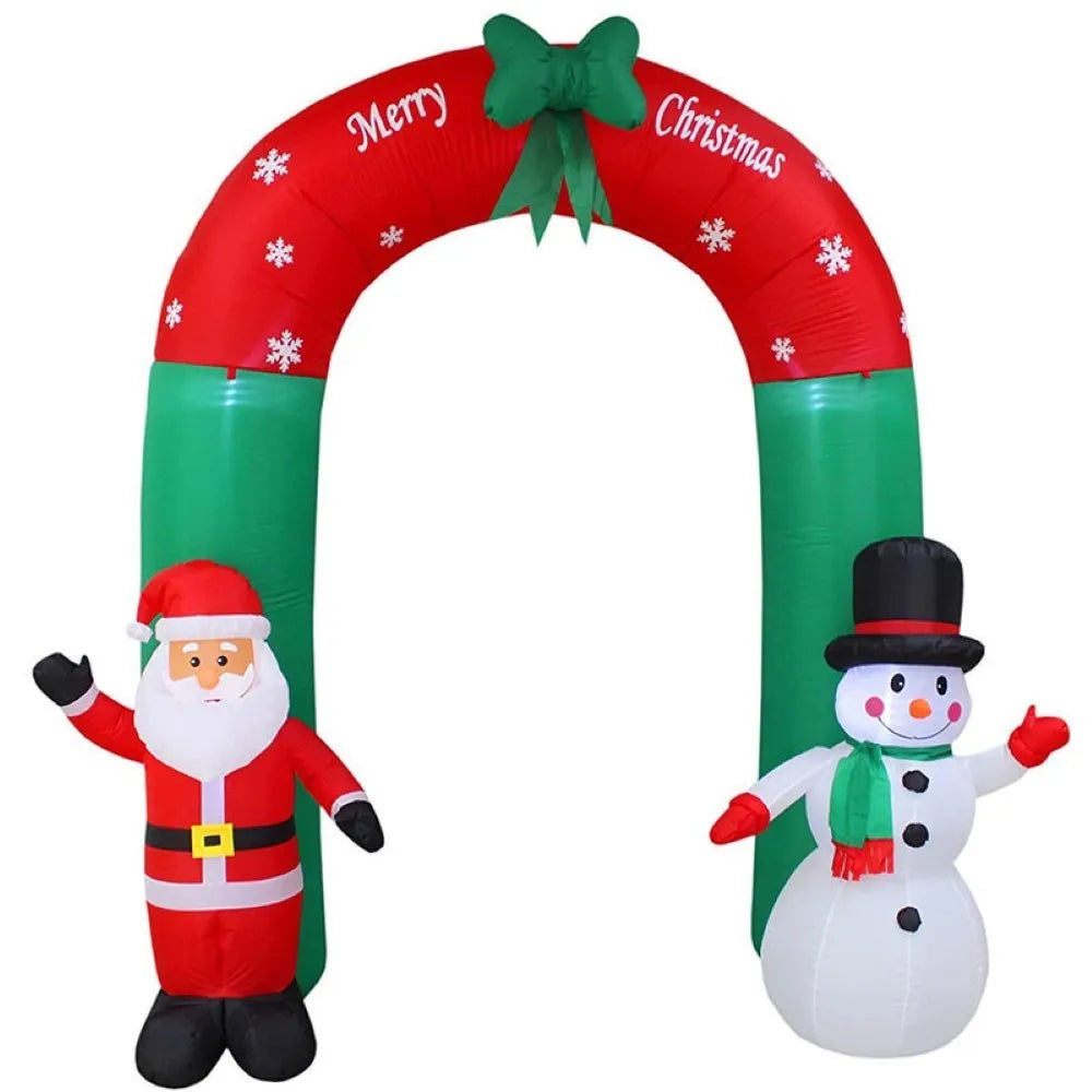 Factory Price LED 2.4m Inflatable Snowman Christmas LED Glow Outdoor Garden Merry Christmas Welcome Arches Doll Decoration