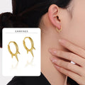 Punk 925 Sterling Silver Rivet Hoops Gold Plated Spike Huggies Earrings Set for Women Men Fine Jewelry Wholesale Rock
