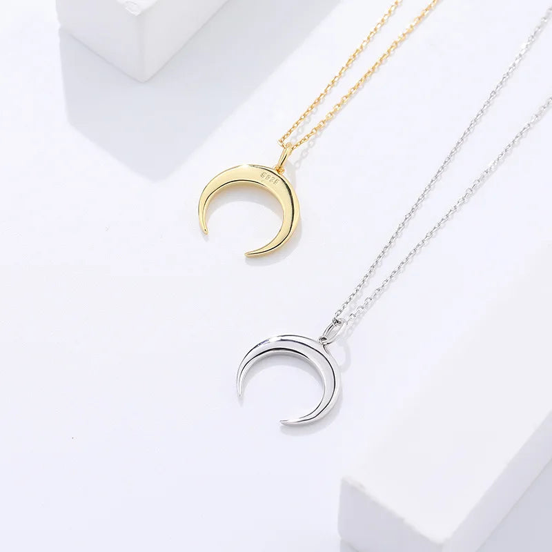 Wholesale Fashion Gold Plated Jewelry Necklaces 925 Sterling Silver Moon Pendant Charm Necklace