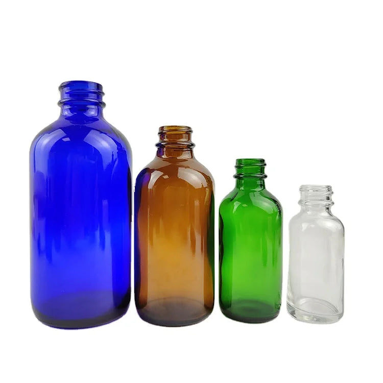 Wholesaler Ready to Ship 1oz 2oz 4oz 8oz 16oz Glass Boston Screen Printed Carton Packed Essential Oil Bottle for Facial Cleanser