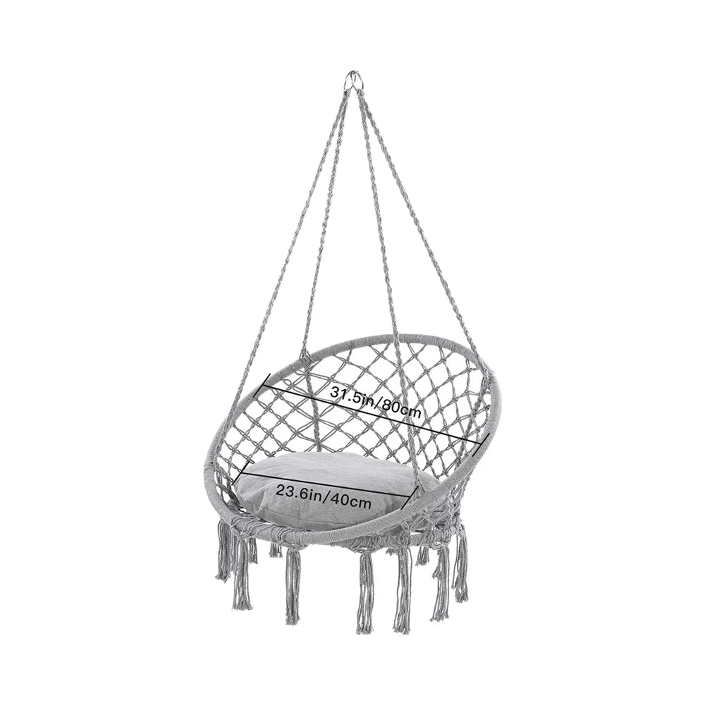 WQ Hot Sale 100% Cotton Rope Macrame Hammock Hanging Swing Chair Seat Stand