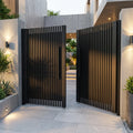 JHR Custom Modern Walkway Gate Aluminum Single Swing Gate Electric Pedestrian Passageway Grille Gate