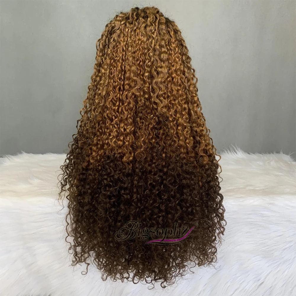 Virgin Hair Pixie Curly With Lace 13 X 4 Front Wigs Human Hair Pre Plucked 28 Inch Color 3 Tone Wig Wholesale
