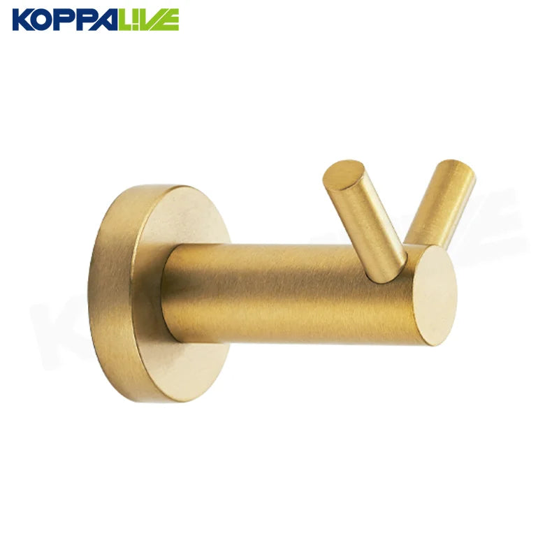Koppalive Double Wall Shower Towel Hook for Kitchen and Bathroom Self Garment Coat Hat Brass Metal Over Door Hooks Decorative