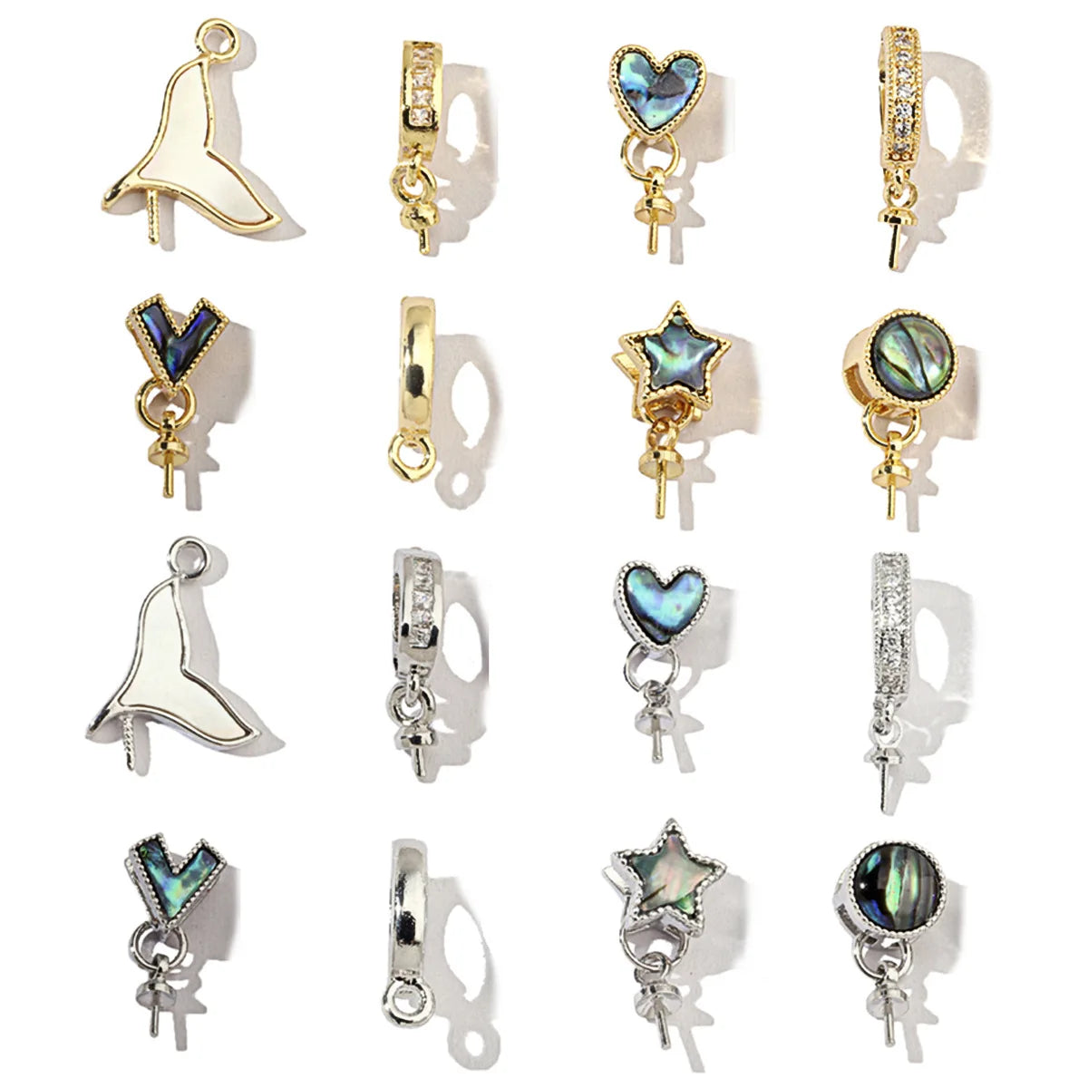 Beimai OEM Cubic Zirconia Charms for Jewelry Making Fishtail Shell Pearl Heart Moon DIY Jewelry Accessories