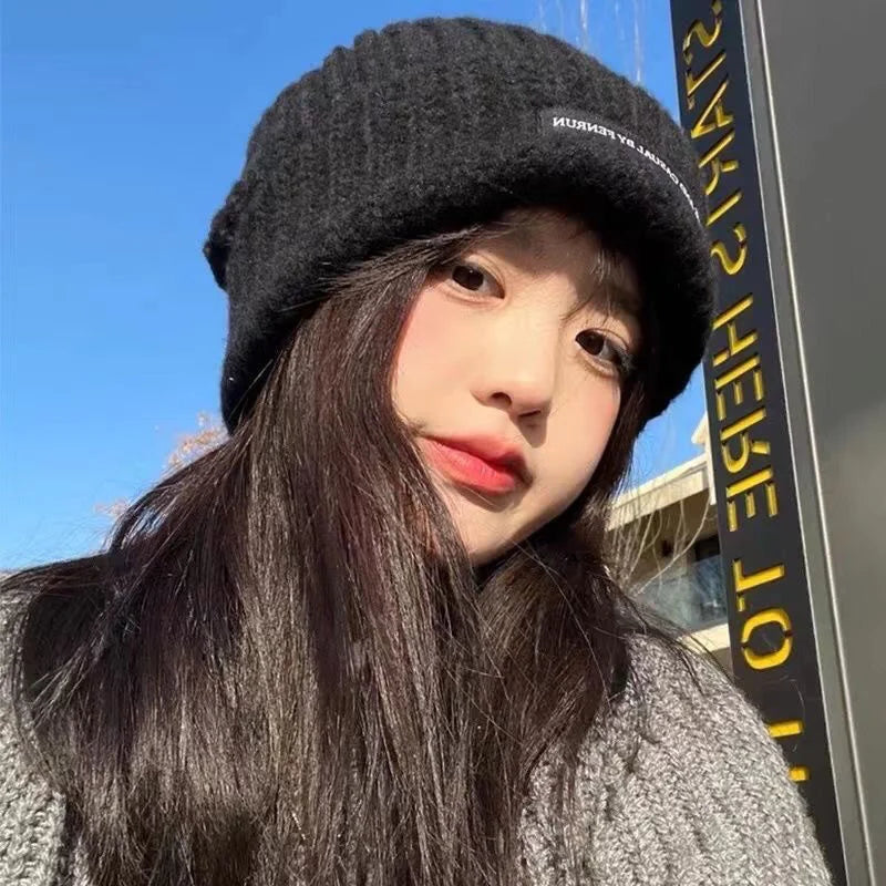 Knitted Hat Warm Autumn Winter Thickened Ear protection Cute Student Knitted Wool Hat