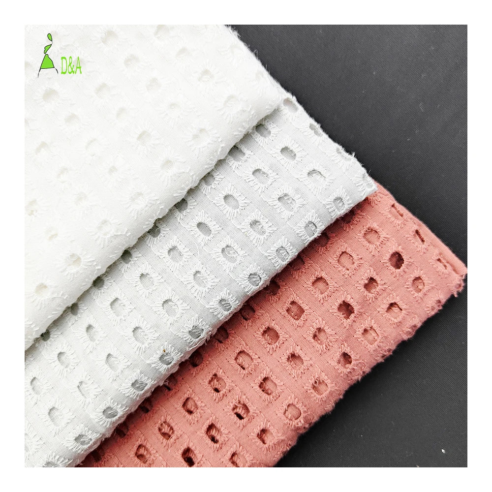 New Arrival 100% Cotton for Swiss Voile Eyelet Embroidered Fabric Breathable Woven Plain Style for Boys Girls' Dresses Home