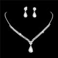 Minimalist Flower Drop Necklace Earrings Crystal Rhinestone Jewelry Set Bridal Wedding Jewelry Sets