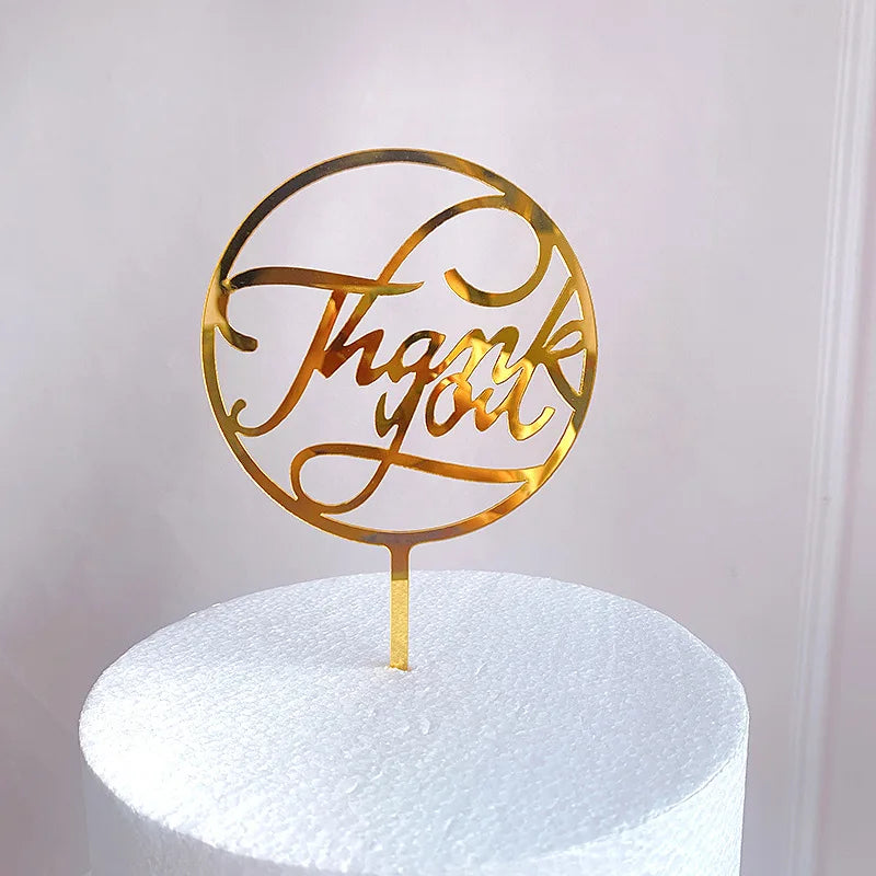Hot Sale Thanksgiving Day Cake Decoration Gold Rose Gold Acrylic Thank You Best Wishes Cake Topper for Thanksgiving