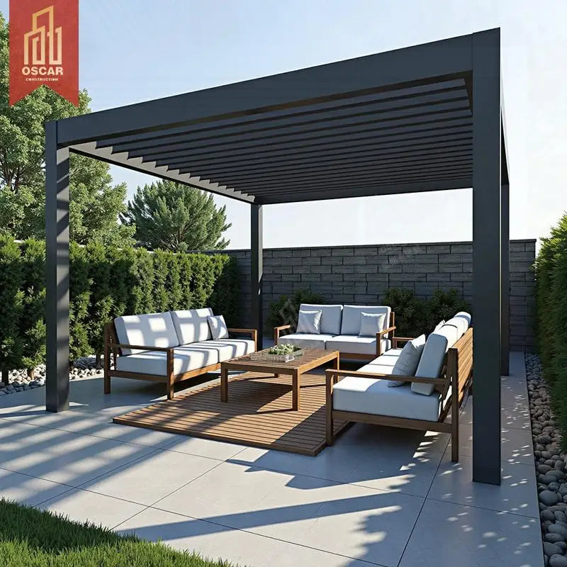 Bioclimatic Aluminum Louvered Pergola for Garden Patio Balcony-Motorized Manual-Waterproof UV Block for Outdoor & Indoor Use