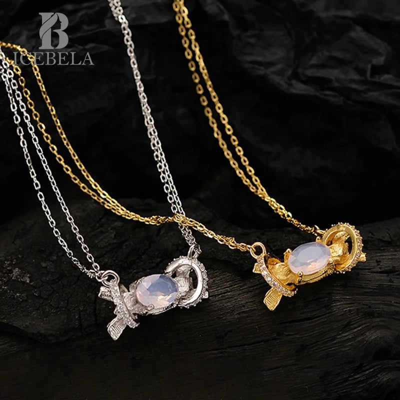 ICEBELA Fashion Jewelry S925 Pure Silver Korean Minority Design Double Chain Zircon Candy Pendant Necklace