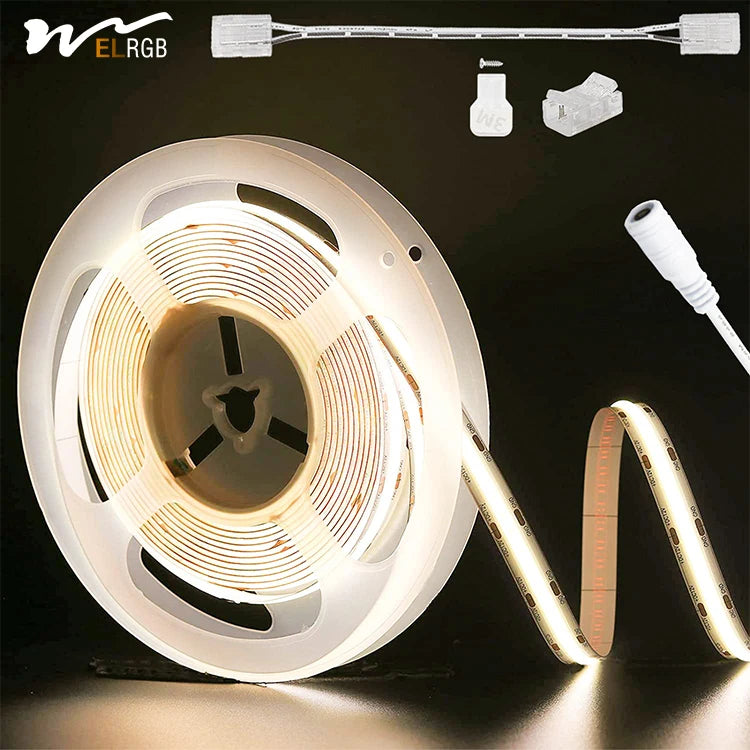 COB LED Light Belt 6.1m 3087 LED 4000K Daylight Alert CRI90+ High Lumen DC24V Adjustable Direction Remote Control 3-Year